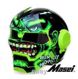 2023 DOT Masei Motorbike Flip Up Helmet Motorcycle Bike Full Face Helmets Green