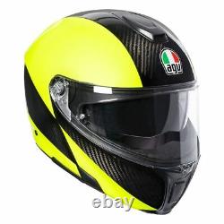 Agv Sports Modular Dual Colour Black Yellow Flip Up Motorcycle Motorbike Helmet