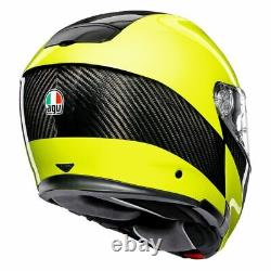 Agv Sports Modular Dual Colour Black Yellow Flip Up Motorcycle Motorbike Helmet
