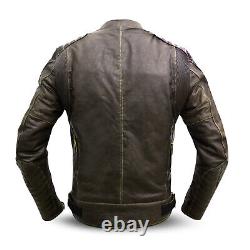 Dimex Motorcycle Jacket Grey Genuine Leather Biker Motorbike with CE Armours