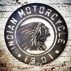 Extra Large Metal Sign Indian Motorcycle Logo 92cm Made in UK From 3mm Steel