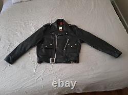 French Fry Motorbiker Leather Jacket Vintage Belted Size L