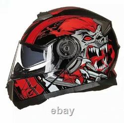 GXT Motorcycle Helmet front modular Flip Up dual visor anti fog Motorbike crash