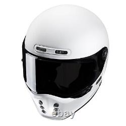 HJC V10 Plain Vintage Full Face Motorcycle Helmet Retro Bike Black White Red