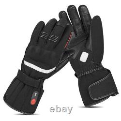 Heated Motorcycle Gloves Non-slip Sheepskin Leather Motorbike Waterproof Thermal