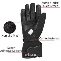 Heated Motorcycle Gloves Non-slip Sheepskin Leather Motorbike Waterproof Thermal