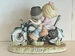 Large Precious Moments Couple on Motorcycle OUR LOVE GOES THE DISTANCE 111050