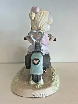 Large Precious Moments Couple on Motorcycle OUR LOVE GOES THE DISTANCE 111050