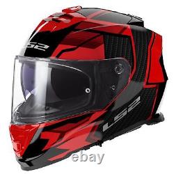 Ls2 Ff800 Storm Dual Visor Acu Gold Full Face Motorbike Helmet Tracker Black Red