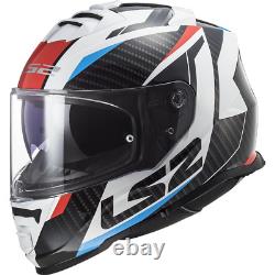 Ls2 Ff800 Storm Dual Visor Full Face Motorcycle Motorbike Helmet Racer Red Blue