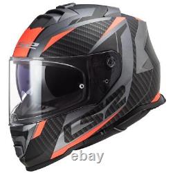 Ls2 Ff800 Storm Dual Visor Fullface Motorcycle Motorbike Helmet Racer Titan Fluo