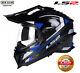 Ls2 Mx701 Explorer C Carbon Fibre Dual Visor Motorcycle Helmet Adventure Blue