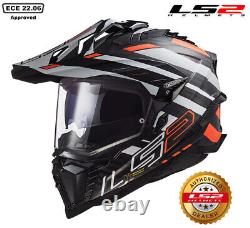 Ls2 Mx701 Explorer Carbon Fibre Adventure Motorcycle Helmet Edge Yellow Orange