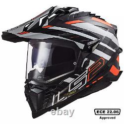 Ls2 Mx701 Explorer Carbon Fibre Adventure Motorcycle Helmet Edge Yellow Orange