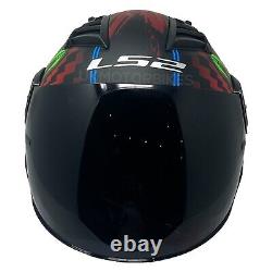 Ls2 Of562 Airflow Open Face Motorcycle Helmet Flip-up Smoke Visor Happy Dreams