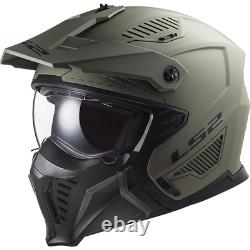 Ls2 Of606 Sand Drifter Devor Modular Open Face Motorbike Helmet Free Dark Visor
