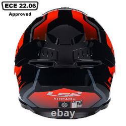 Ls2 Stream-ii Ff808 Full Face Ece22.06 Motorcycle Bike Dvs Crash Helmet Fury Red