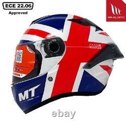 MT Targo S Britain Red Blue Full Face Motorcycle Scooter Helmet Pinlock Ready