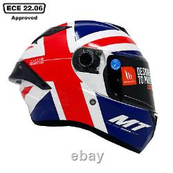 MT Targo S Britain Red Blue Full Face Motorcycle Scooter Helmet Pinlock Ready