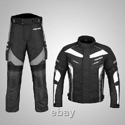 Men 2 Piece Motorbike Suit Waterproof Textile Armoured Motorcycle Jacket Trouser
