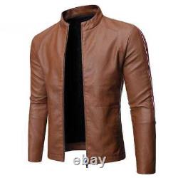 Men Genuine Leather Jacket Real Cowhide Vintage New Style Cafe Racer MotorBiker