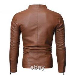 Men Genuine Leather Jacket Real Cowhide Vintage New Style Cafe Racer MotorBiker