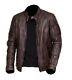 Men's Biker Moto Vintage Motorcycle Antique Brown Waxed Real Leather Jacket