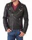 Men's Black Quilted Biker Jacket 100% Real Lambskin Leather Motorcycle Jacket