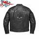 Men's Blouson Motorcycle CUIR Skull Reflective Harley Davidson Jacket