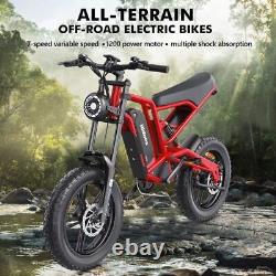 Men's Electric Bike 1200Wa Mountain Electric Bike 48V Hiking Motorbike 15.6AH