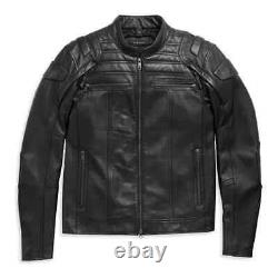 Men's H-D Reflective Cowhide Leather Motorcycle Riding Jacket