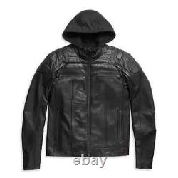 Men's H-D Reflective Cowhide Leather Motorcycle Riding Jacket