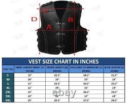 Men's Motorcycle Motorbike Heavy Duty 3-4mm Thick Leather Club Vest Waistcoat