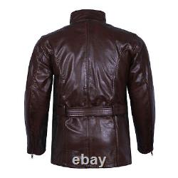 Men's Motorcycle Motorbike Real Cowhide Trailmaster Vintage Waxed Leather Jacket