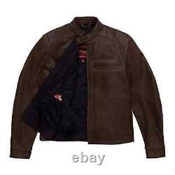 Men's New Indian Motorcycle Brown Cowhide Leather Biker Jacket