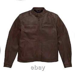 Men's New Indian Motorcycle Brown Cowhide Leather Biker Jacket