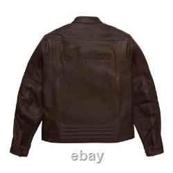 Men's New Indian Motorcycle Brown Cowhide Leather Biker Jacket