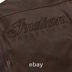 Men's New Indian Motorcycle Brown Cowhide Leather Biker Jacket