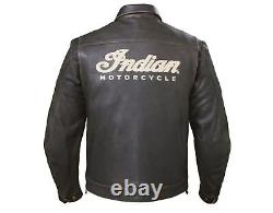 Men's New Indian Motorcycle Brown Distressed Cowhide Leather Biker Jacket