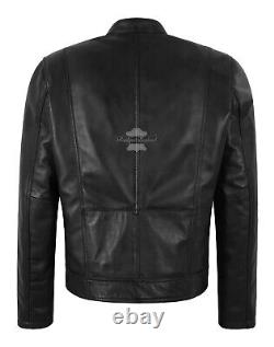 Men's SR Racing Motorbike Sport Biker Stripes Classic Style Real Leather Jacket