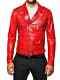 Men's Stylish Genuine Handmade Red Leather Jackets, Motorbike Bike Racer Jacket