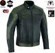 Mens Black / Green Motorbike / Motorcycle Genuine Premium Cowhide Leather Jacket