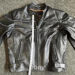 Milwaukee Leather SH1785 Men's Motorcycle Jacket, Reflective Piping, Size Large