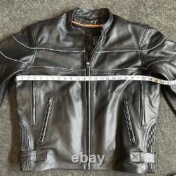 Milwaukee Leather SH1785 Men's Motorcycle Jacket, Reflective Piping, Size Large