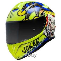 Mt Targo Joker Blue Fluo Yellow Full Face Motorcycle Motorbike Bike Helmet
