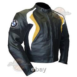 Original Black BMW 3877 Motorbike Leather Jacket Motorcycle Armoured Biker Coat