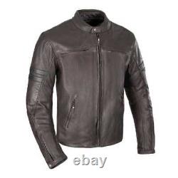 Oxford Holton Mens Classic Retro Leather Motorcycle Motorbike Bike Jacket Brown