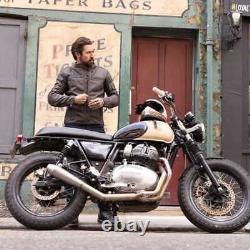 Oxford Walton Mens Full Grain Leather Motorcycle Motorbike Bike Jacket Brown