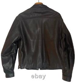 Ralph Lauren Polo Sport Leather Black Motorcycle Motorbike Jacket Size Large