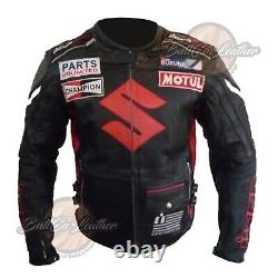 SUZUKI 4269 ICON Black Real Leather Gear Motorbike Motorcycle Biker Jacket coat